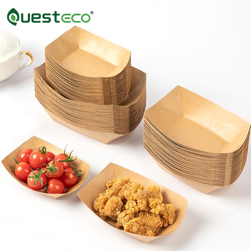 Khay đựng thức ăn bằng giấy kraft không thấm mỡ